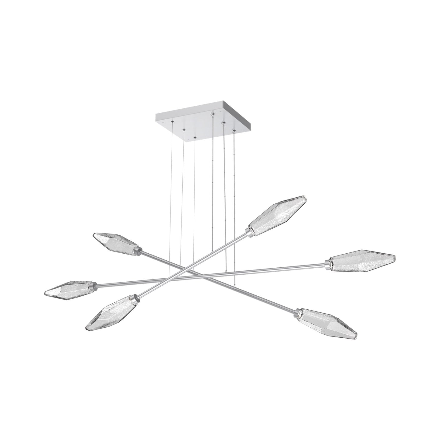 Rock Crystal Triple Moda Linear LED Chandelier in Classic Silver/Clear Blown Glass.