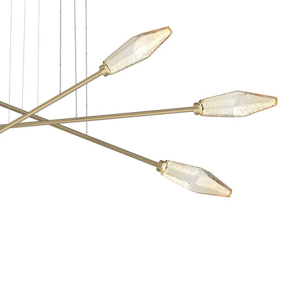 Rock Crystal Triple Moda Linear LED Chandelier in Detail.