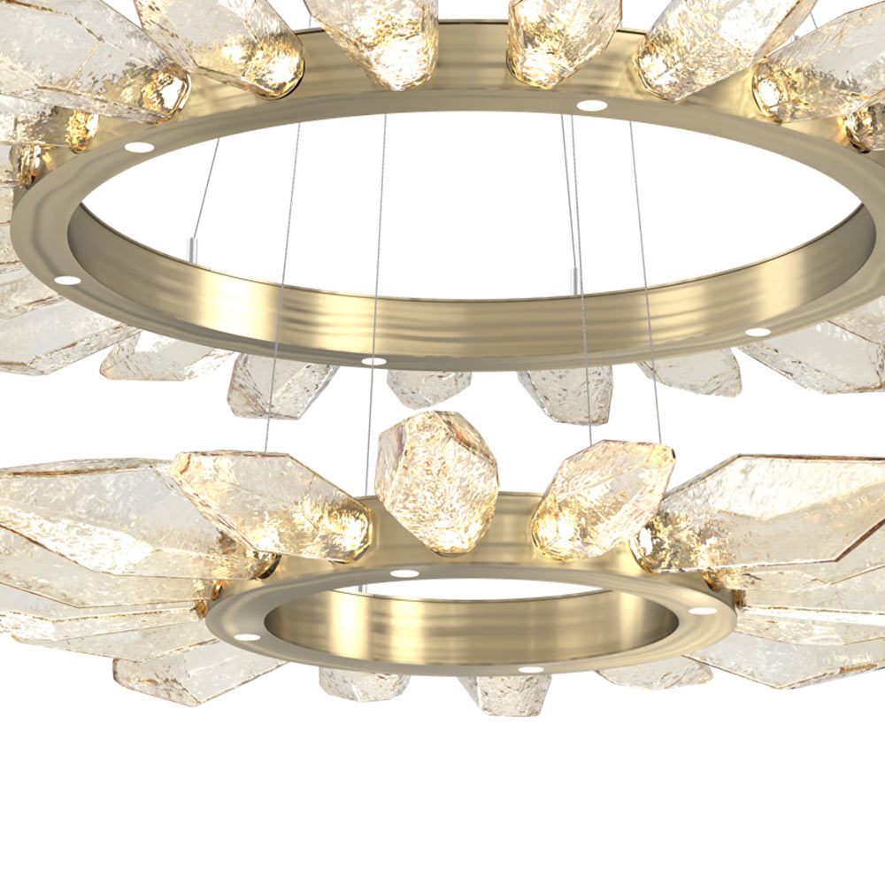 Rock Crystal Two-Tier Radial Ring LED Chandelier in Detail.