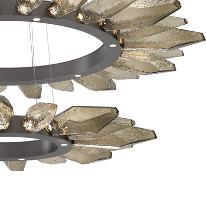 Rock Crystal Two-Tier Radial Ring LED Chandelier in Detail.