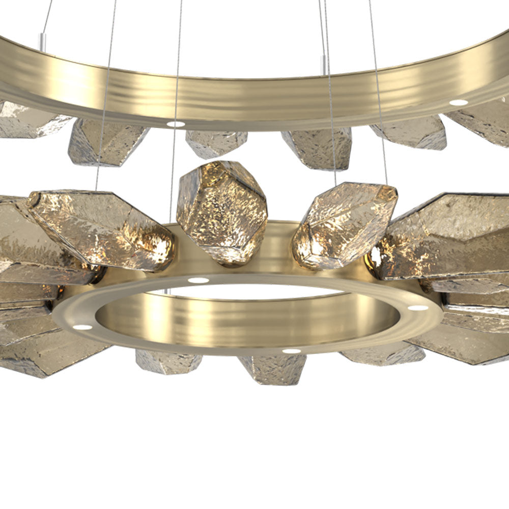 Rock Crystal Two-Tier Radial Ring LED Chandelier in Detail.