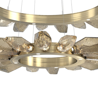 Rock Crystal Two-Tier Radial Ring LED Chandelier in Detail.