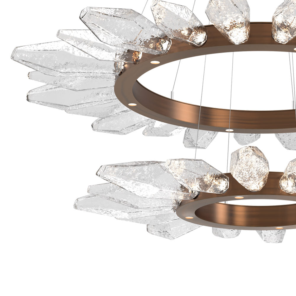 Rock Crystal Two-Tier Radial Ring LED Chandelier in Detail.