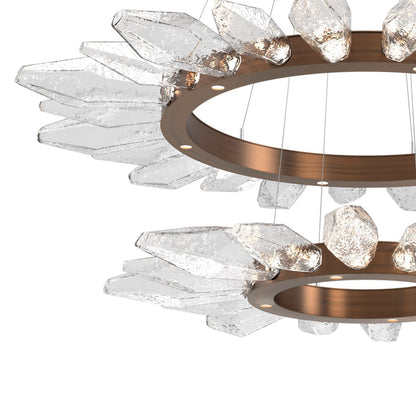 Rock Crystal Two-Tier Radial Ring LED Chandelier in Detail.
