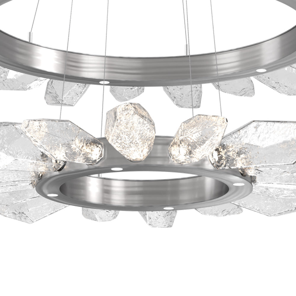 Rock Crystal Two-Tier Radial Ring LED Chandelier in Detail.