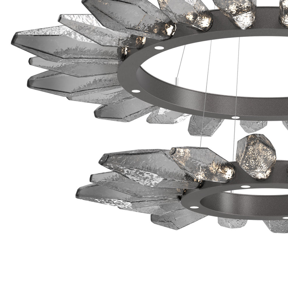 Rock Crystal Two-Tier Radial Ring LED Chandelier in Detail.
