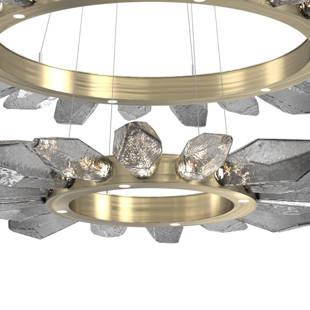 Rock Crystal Two-Tier Radial Ring LED Chandelier in Detail.