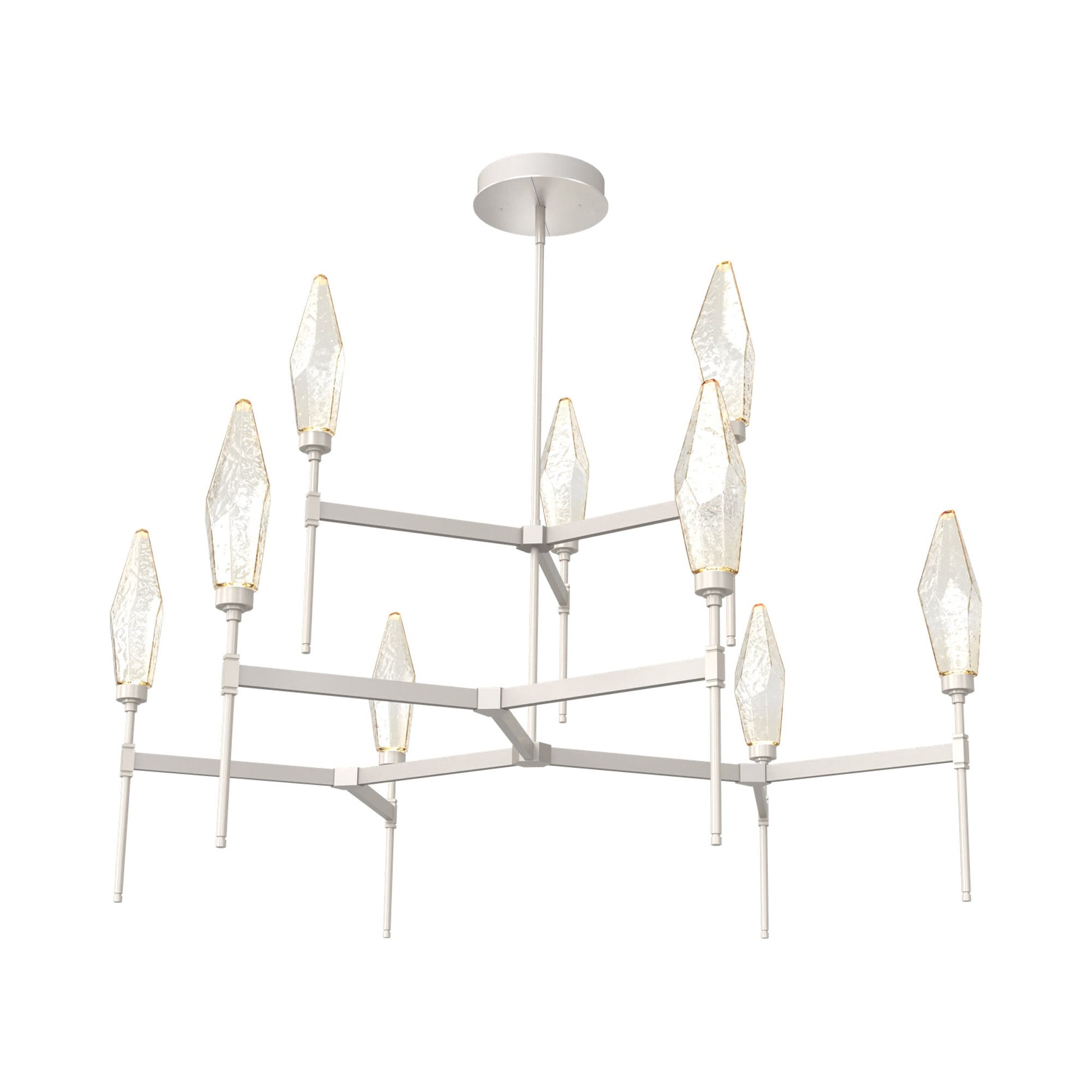 Rock Crystal Two-Tier Round Belvedere LED Chandelier.