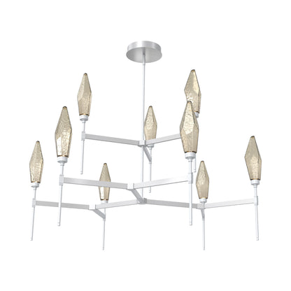 Rock Crystal Two-Tier Round Belvedere LED Chandelier in Classic Silver/Bronze Blown Glass.