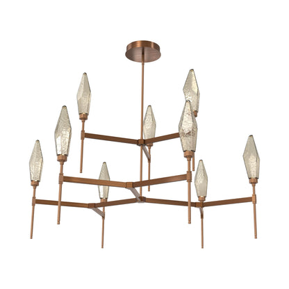 Rock Crystal Two-Tier Round Belvedere LED Chandelier in Oil Rubbed Bronze/Bronze Blown Glass.