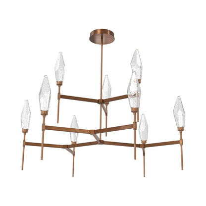 Rock Crystal Two-Tier Round Belvedere LED Chandelier in Oil Rubbed Bronze/Clear Blown Glass.