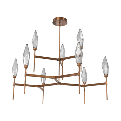 Rock Crystal Two-Tier Round Belvedere LED Chandelier in Oil Rubbed Bronze/Smoke Blown Glass.