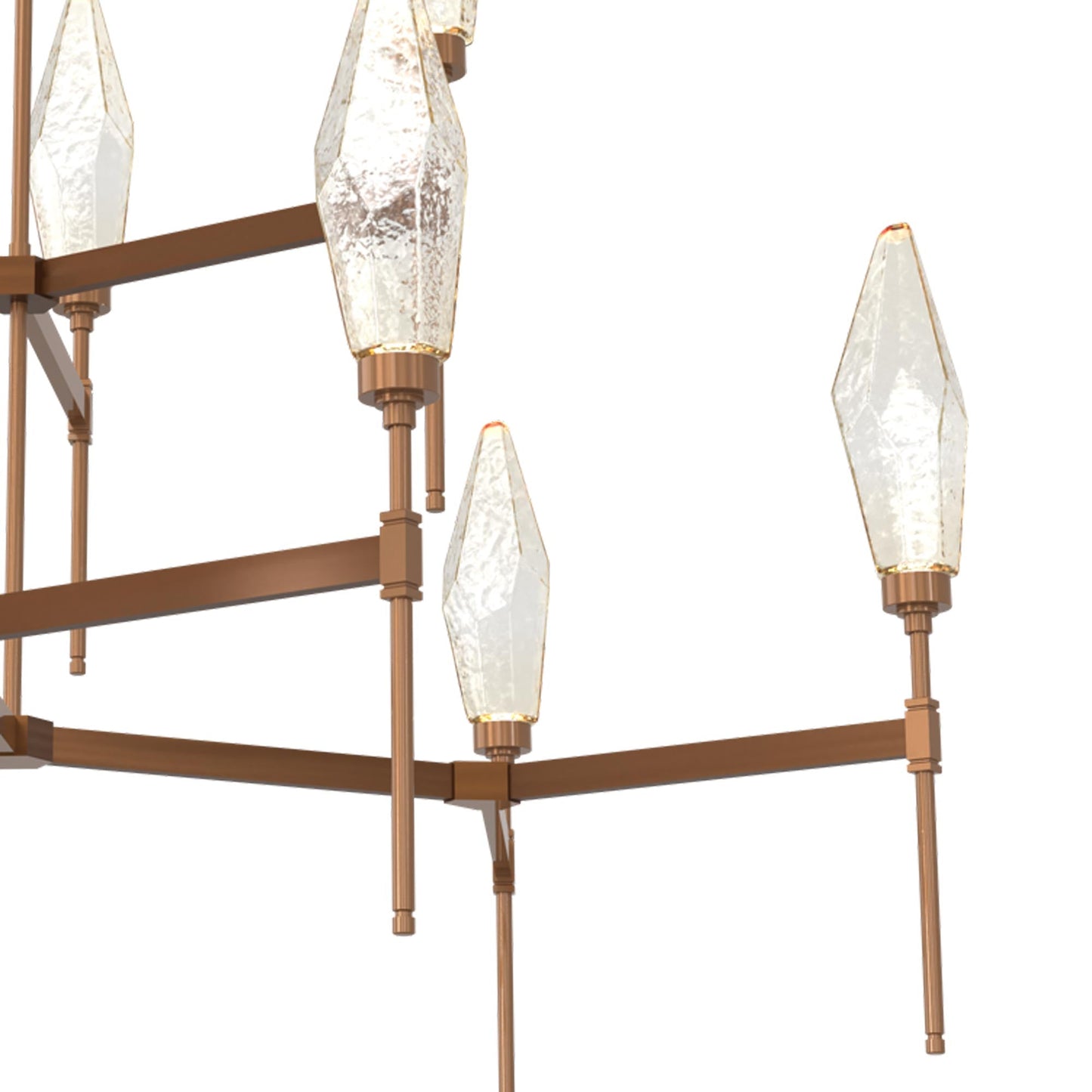 Rock Crystal Two-Tier Round Belvedere LED Chandelier in Detail.