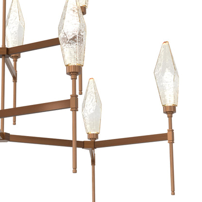 Rock Crystal Two-Tier Round Belvedere LED Chandelier in Detail.