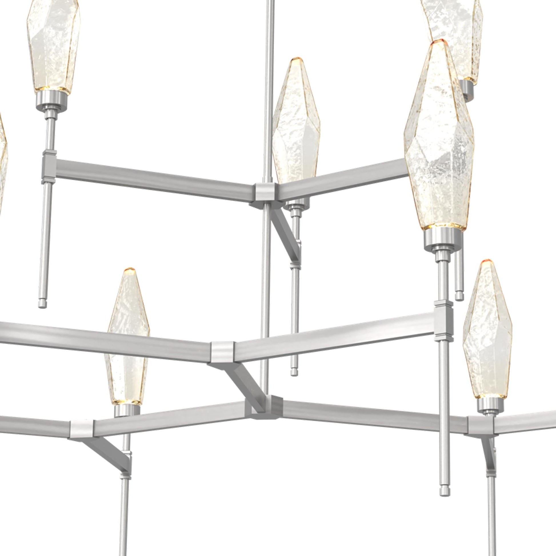 Rock Crystal Two-Tier Round Belvedere LED Chandelier in Detail.