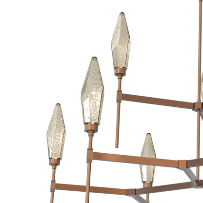 Rock Crystal Two-Tier Round Belvedere LED Chandelier in Detail.