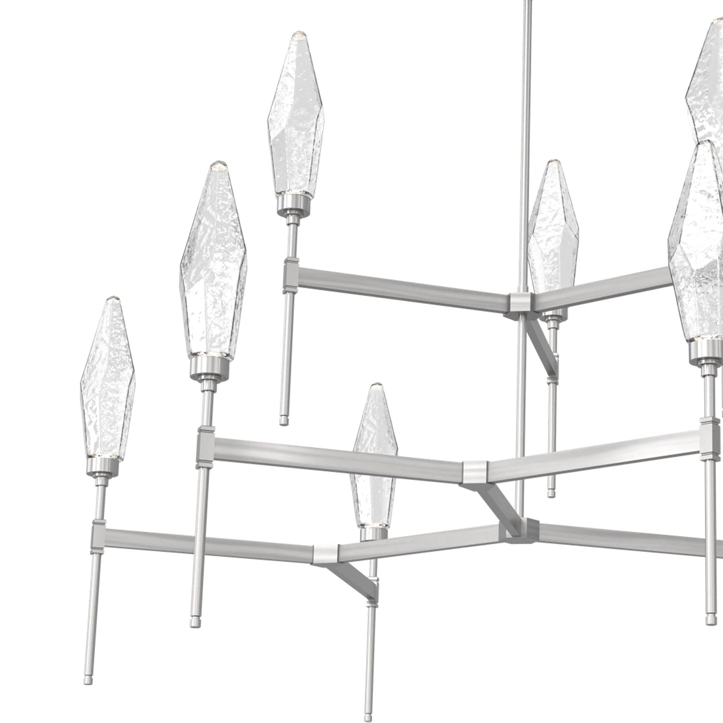 Rock Crystal Two-Tier Round Belvedere LED Chandelier in Detail.