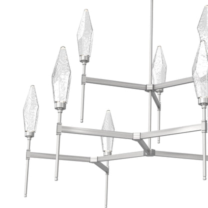 Rock Crystal Two-Tier Round Belvedere LED Chandelier in Detail.