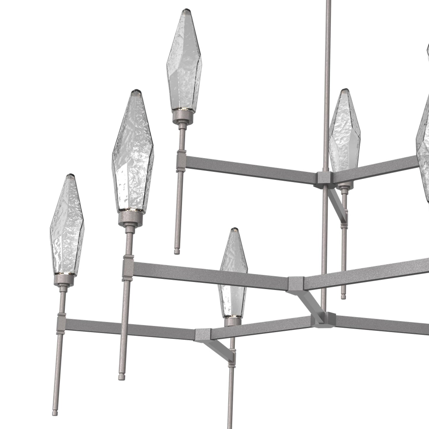Rock Crystal Two-Tier Round Belvedere LED Chandelier in Detail.