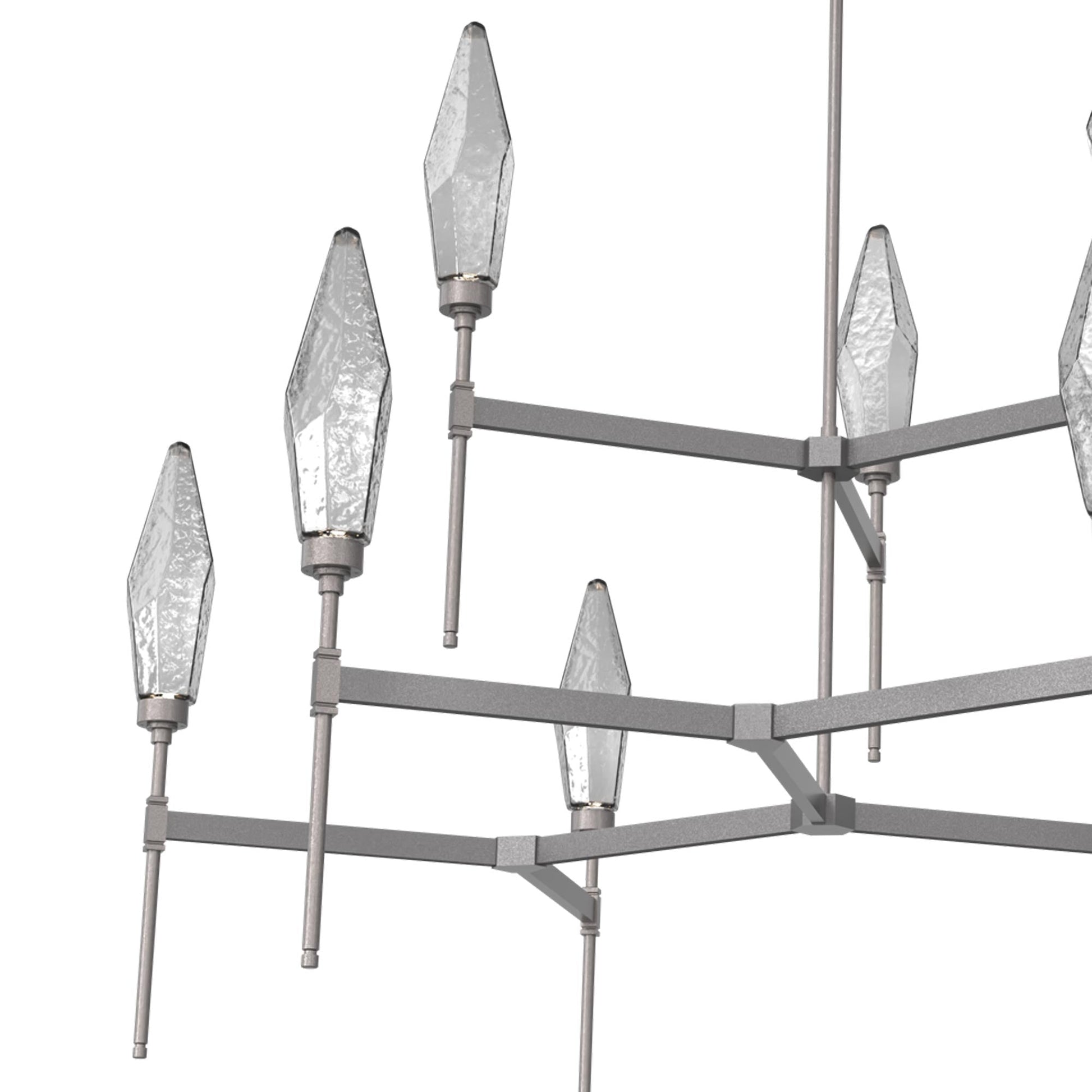 Rock Crystal Two-Tier Round Belvedere LED Chandelier in Detail.