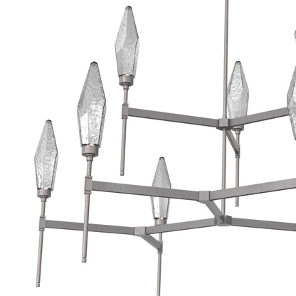 Rock Crystal Two-Tier Round Belvedere LED Chandelier in Detail.