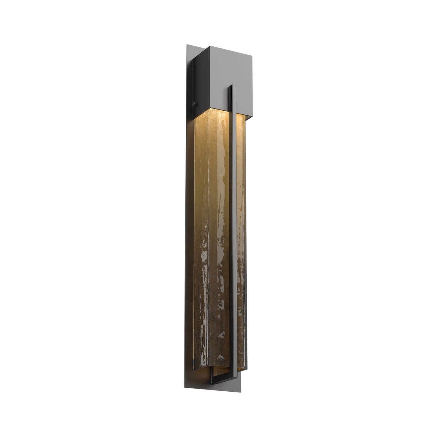 Square Outdoor LED Wall Light in Argento Grey/Bronze Granite (28.6-Inch).