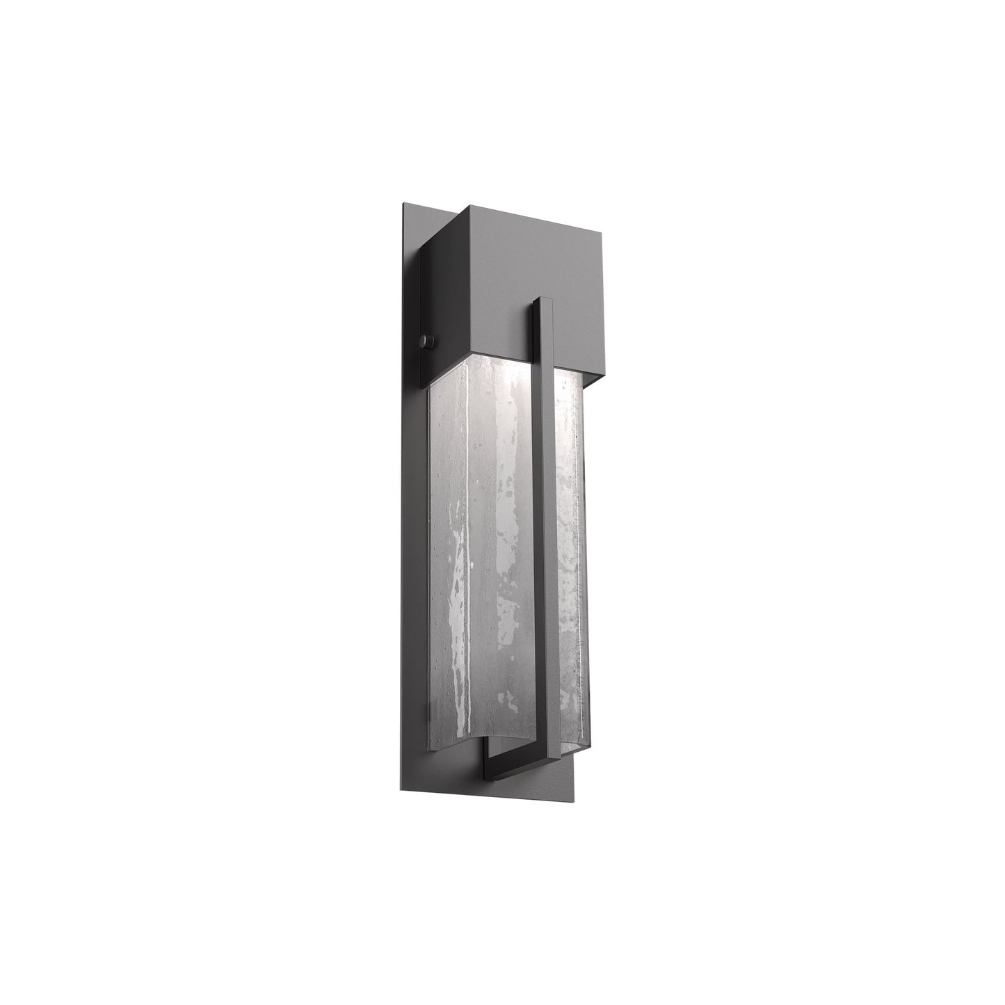 Square Outdoor LED Wall Light in Argento Grey/Frosted Granite (16.2-Inch).