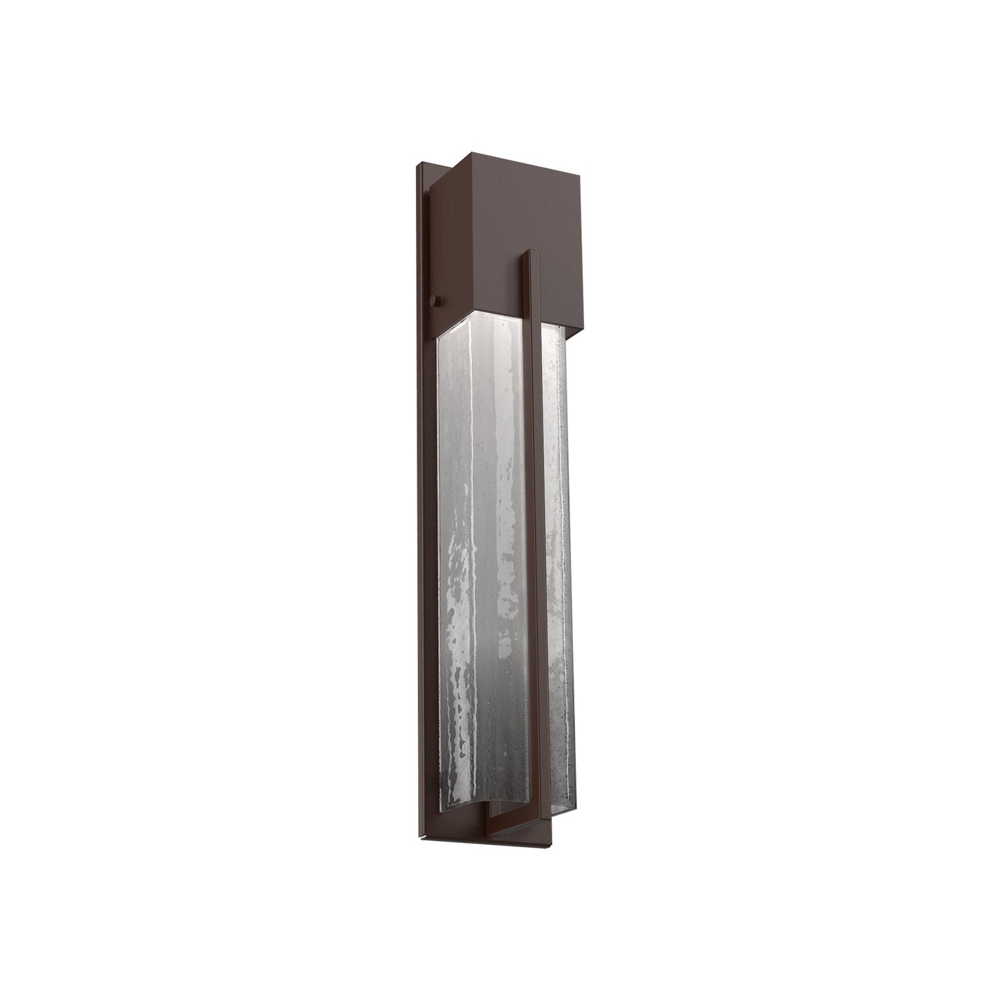 Square Outdoor LED Wall Light in Statuary Bronze/Frosted Granite (23-Inch).