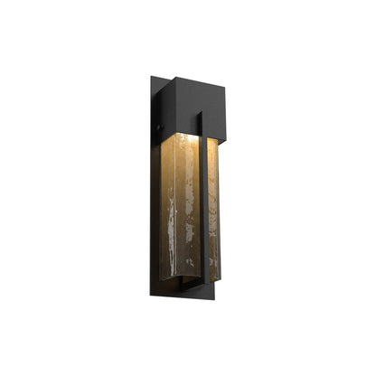 Square Outdoor LED Wall Light in Textured Black/Bronze Granite (16.2-Inch).
