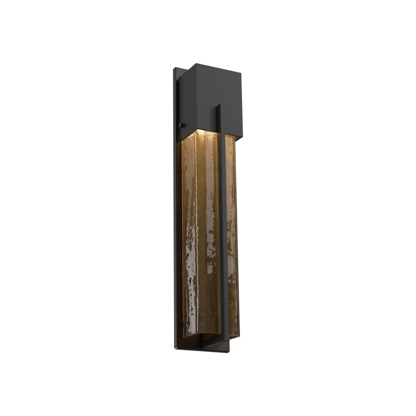 Square Outdoor LED Wall Light in Textured Black/Bronze Granite (23-Inch).