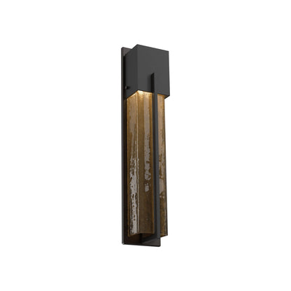 Square Outdoor LED Wall Light in Textured Black/Bronze Granite (23-Inch).