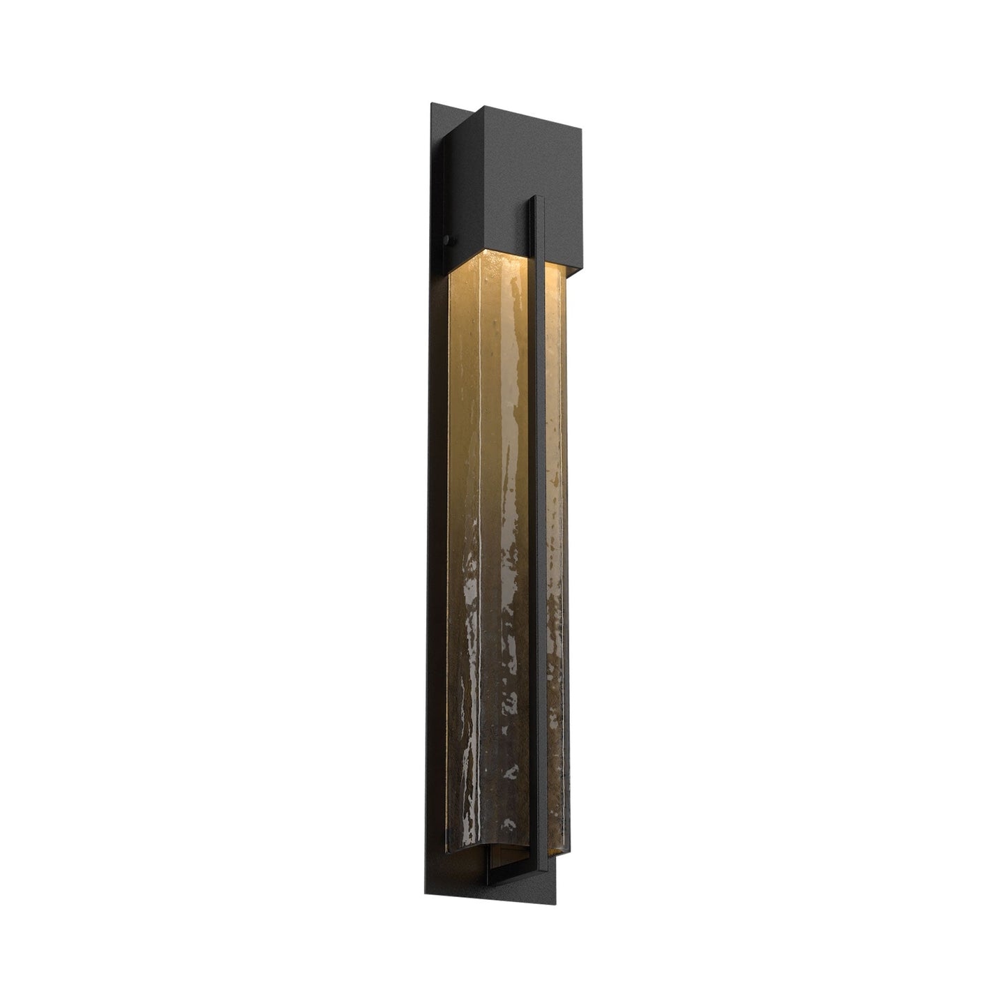 Square Outdoor LED Wall Light in Textured Black/Bronze Granite (28.6-Inch).