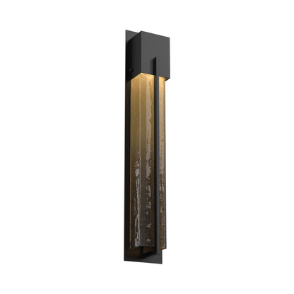 Square Outdoor LED Wall Light in Textured Black/Bronze Granite (28.6-Inch).