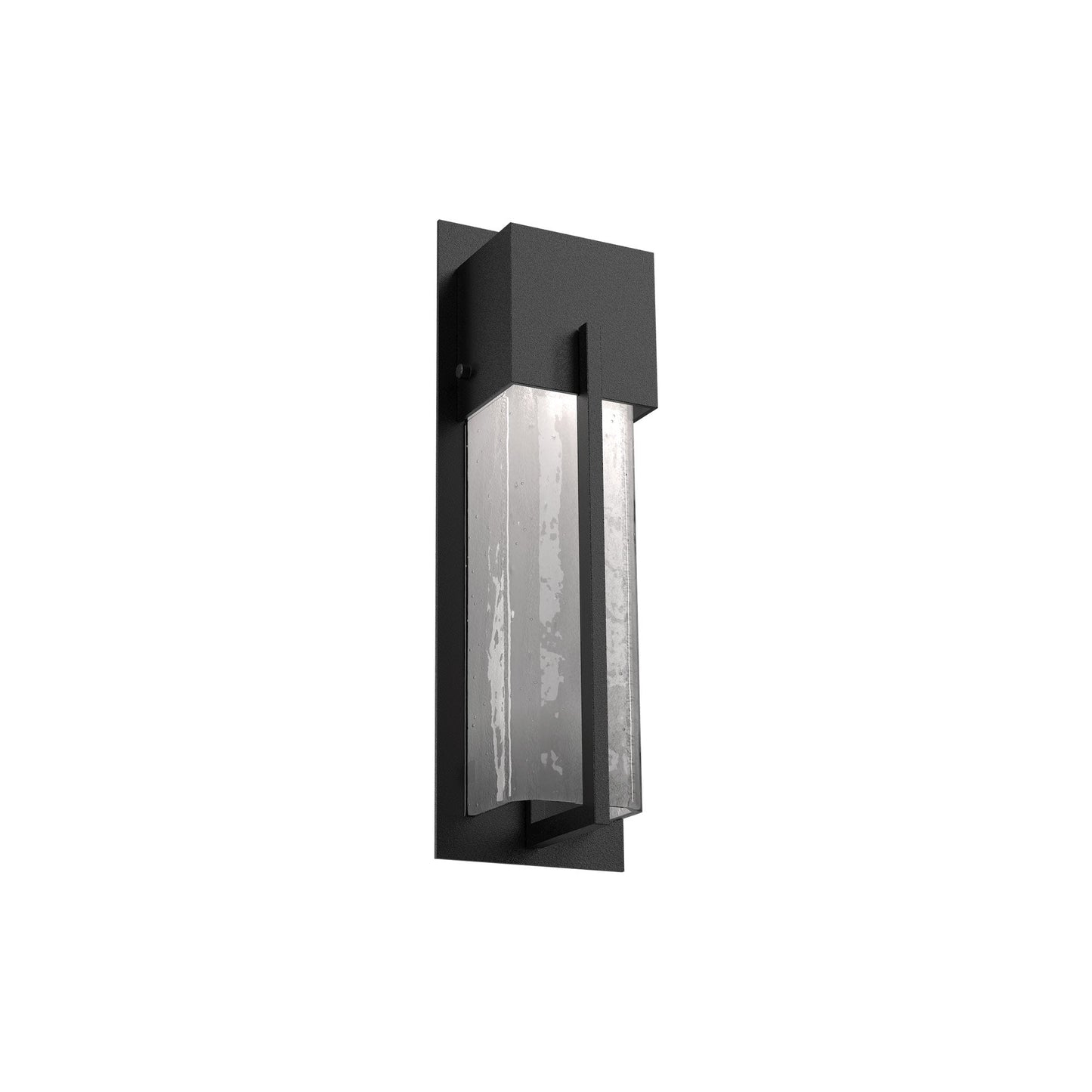 Square Outdoor LED Wall Light in Textured Black/Frosted Granite (16.2-Inch).