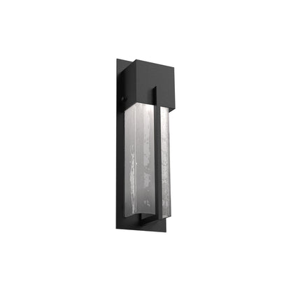 Square Outdoor LED Wall Light in Textured Black/Frosted Granite (16.2-Inch).
