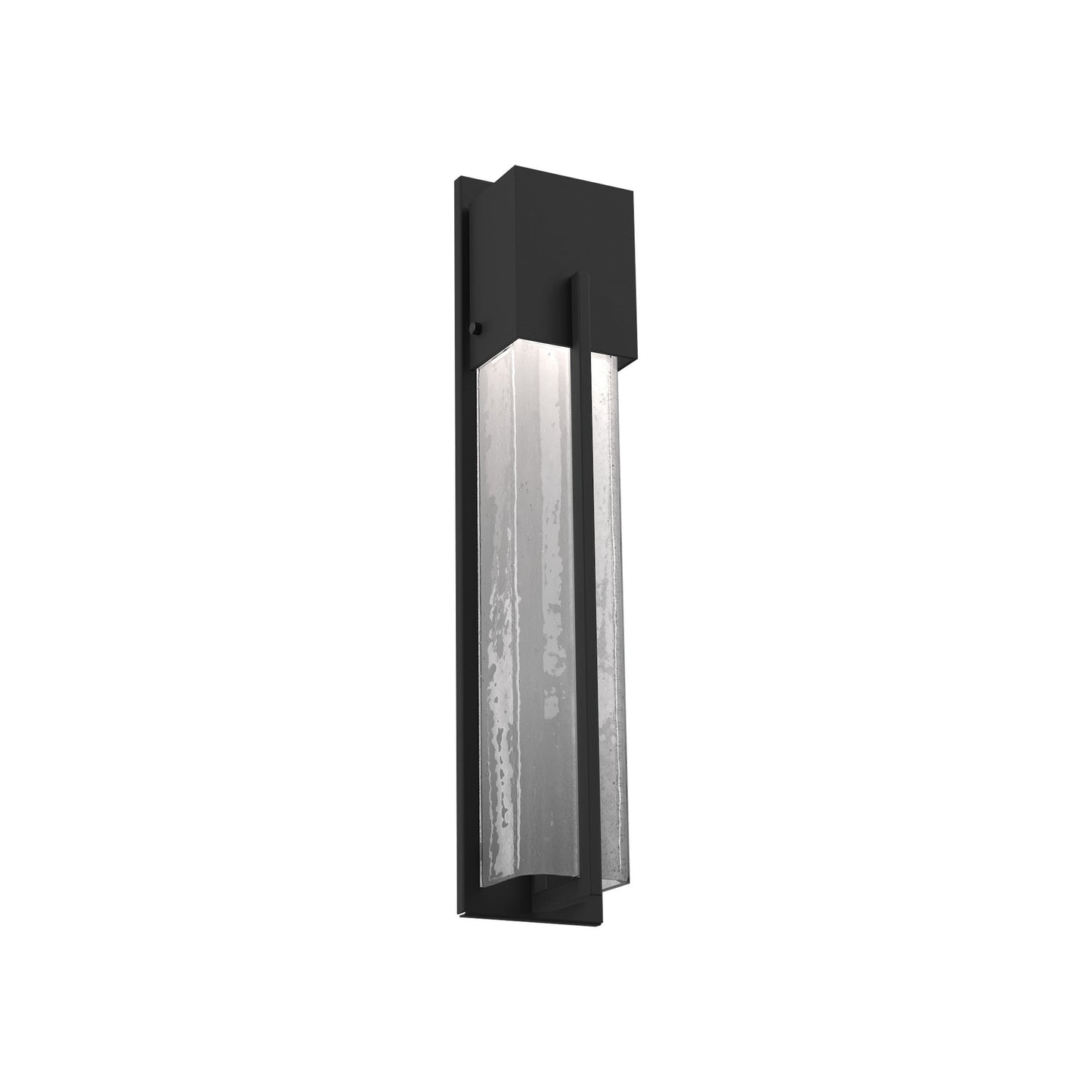 Square Outdoor LED Wall Light in Textured Black/Frosted Granite (23-Inch).