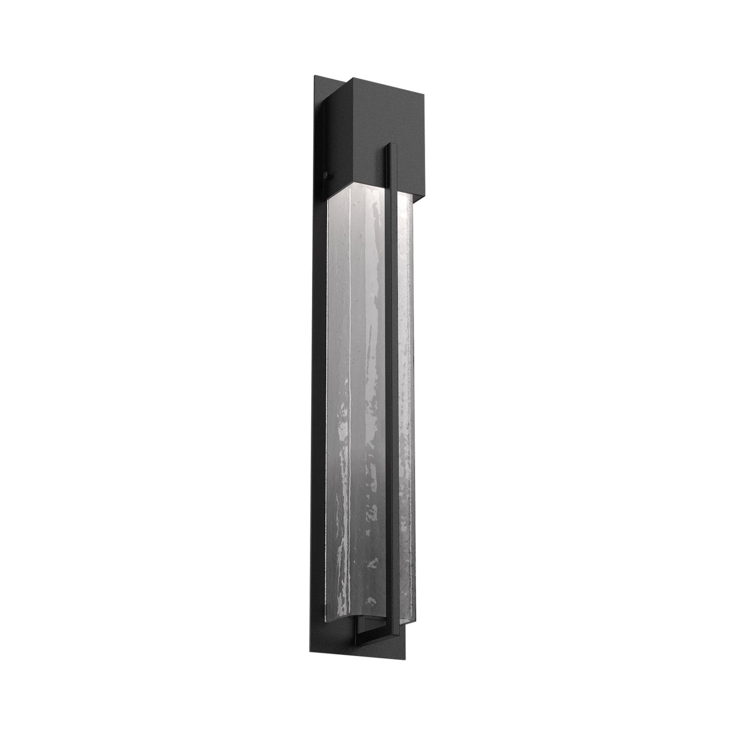 Square Outdoor LED Wall Light in Textured Black/Frosted Granite (28.6-Inch).