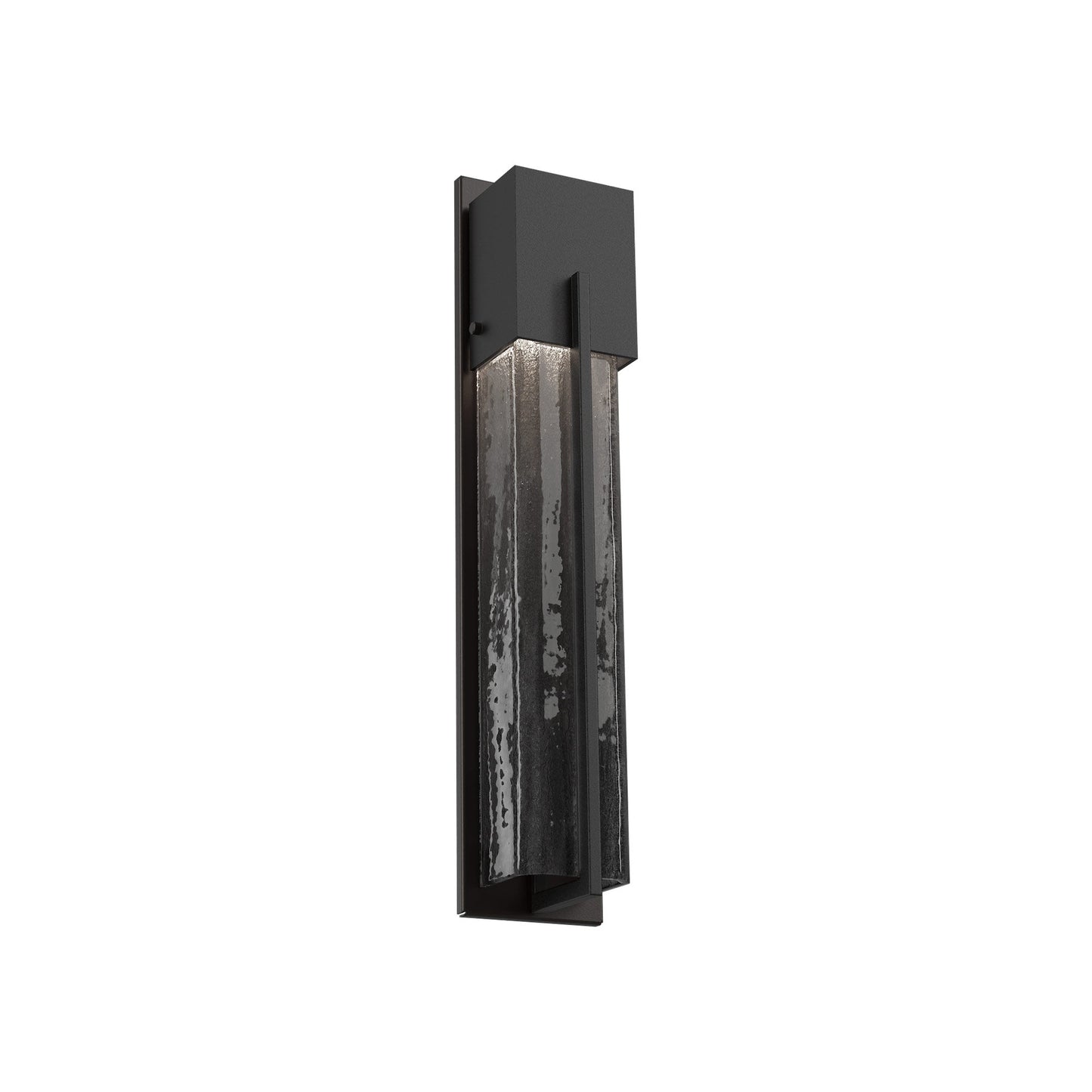 Square Outdoor LED Wall Light in Textured Black/Smoke Granite (23-Inch).