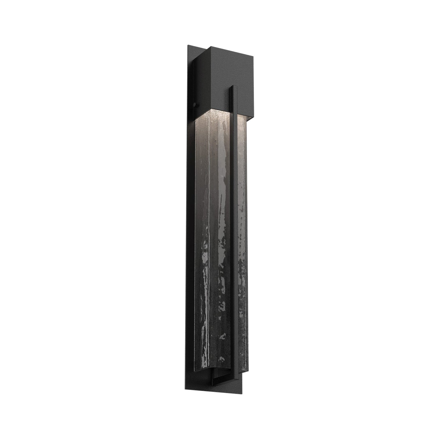 Square Outdoor LED Wall Light in Textured Black/Smoke Granite (28.6-Inch).