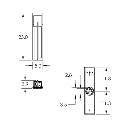 Square Outdoor LED Wall Light - line drawing.