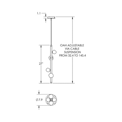 Stella LED Pendant Light - line drawing.