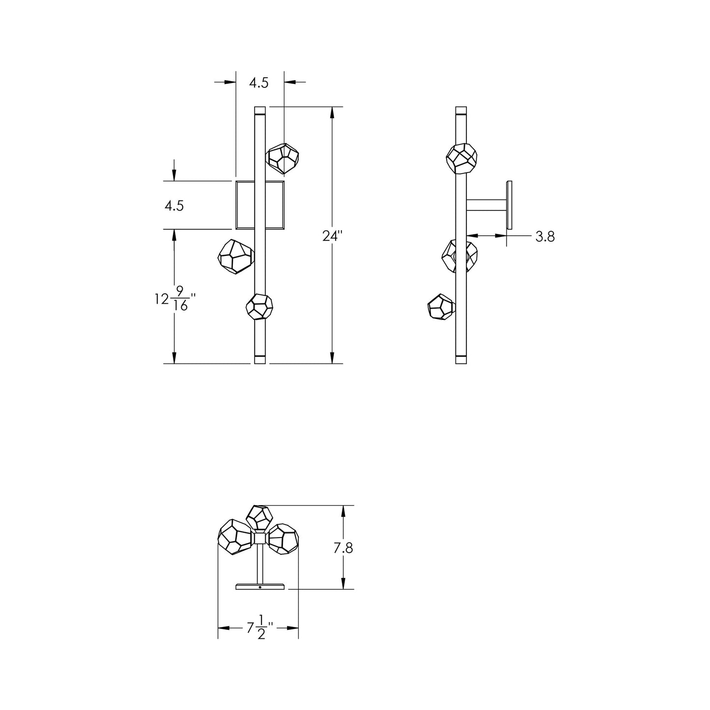 Stella LED Wall Light - line drawing.