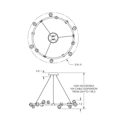 Stella Ring LED Chandelier - line drawing.