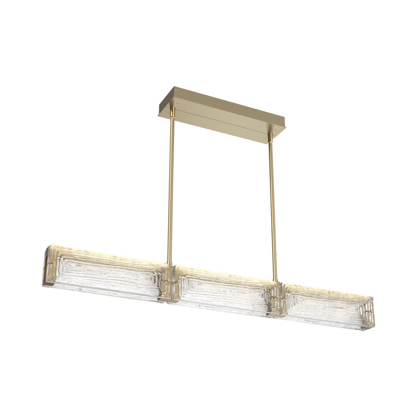 Tabulo Linea Linear LED Chandelier in Gilded Brass.