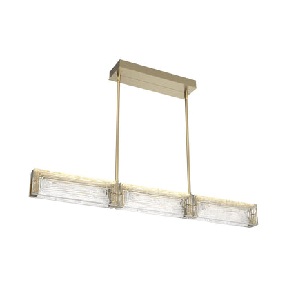 Tabulo Linea Linear LED Chandelier in Gilded Brass.