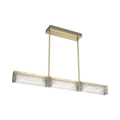 Tabulo Linea Linear LED Chandelier in Heritage Brass.