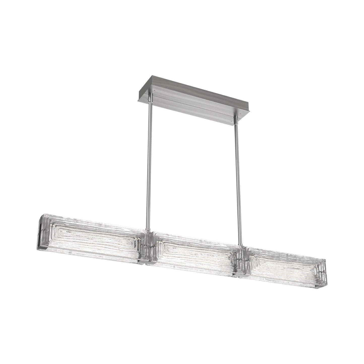 Tabulo Linea Linear LED Chandelier in Satin Nickel.