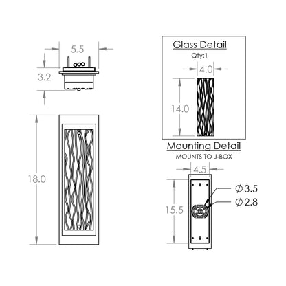 Tabulo Outdoor LED Wall Light - line drawing.
