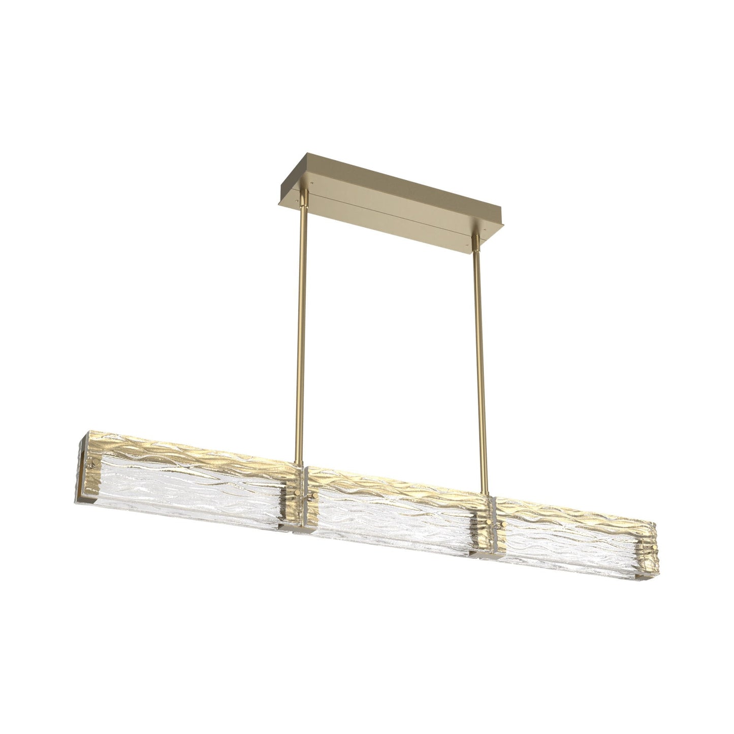 Tabulo Tidal Linear LED Chandelier in Gilded Brass.
