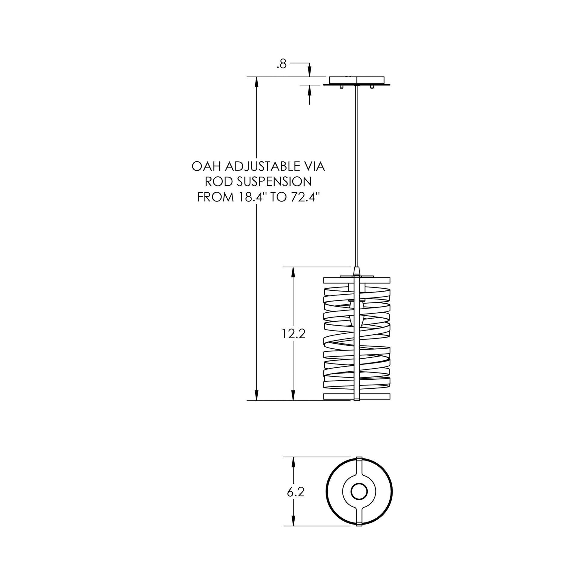 Tempest LED Pendant Light - line drawing.